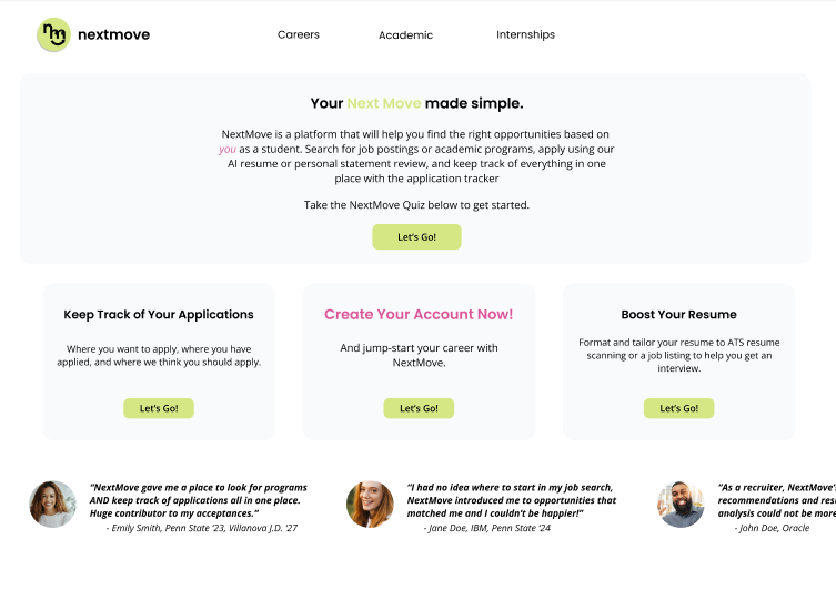 NextMove — Home view
